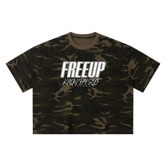 Free Up Unisex Camo Boxy T-Shirt