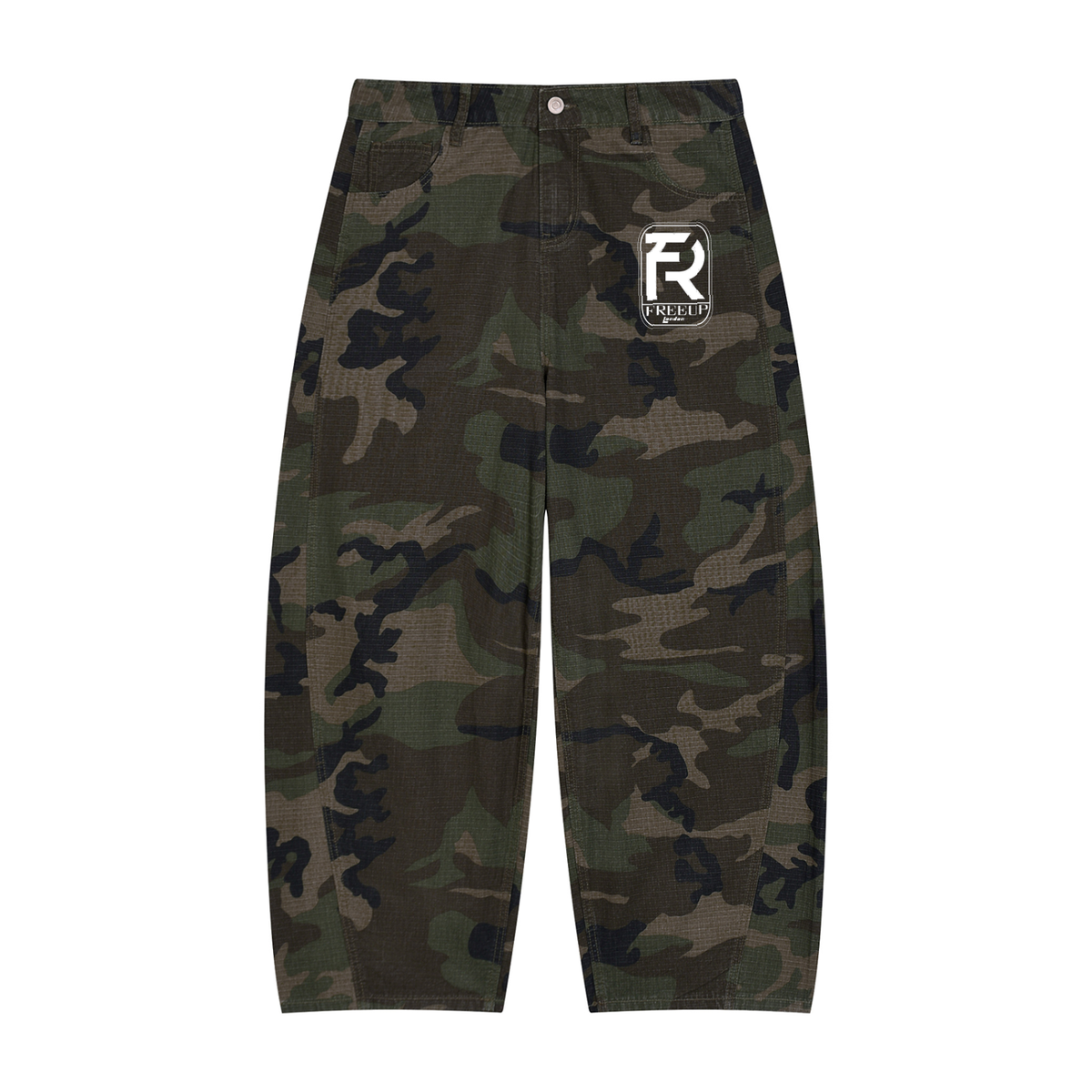 Free Up Men’s Camo Barrel Leg Cargo Pants