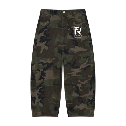 Free Up Men’s Camo Barrel Leg Cargo Pants