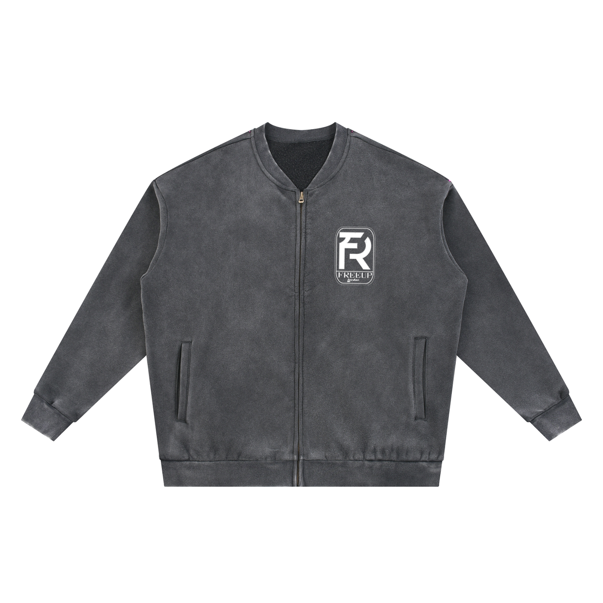 Free Up Vintage Washed Fleece Baseball Jacket